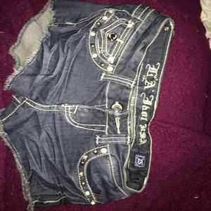 La idol blue Jean jeweled shorts